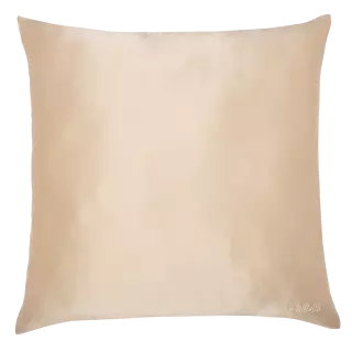 Taie d'oreiller en soie et microfibre beige